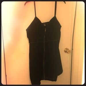 Black Aline front zip dress